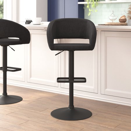 FLASH FURNITURE Charcoal Fabric Adjustable Height Barstool CH-122070-CHFABBK-GG